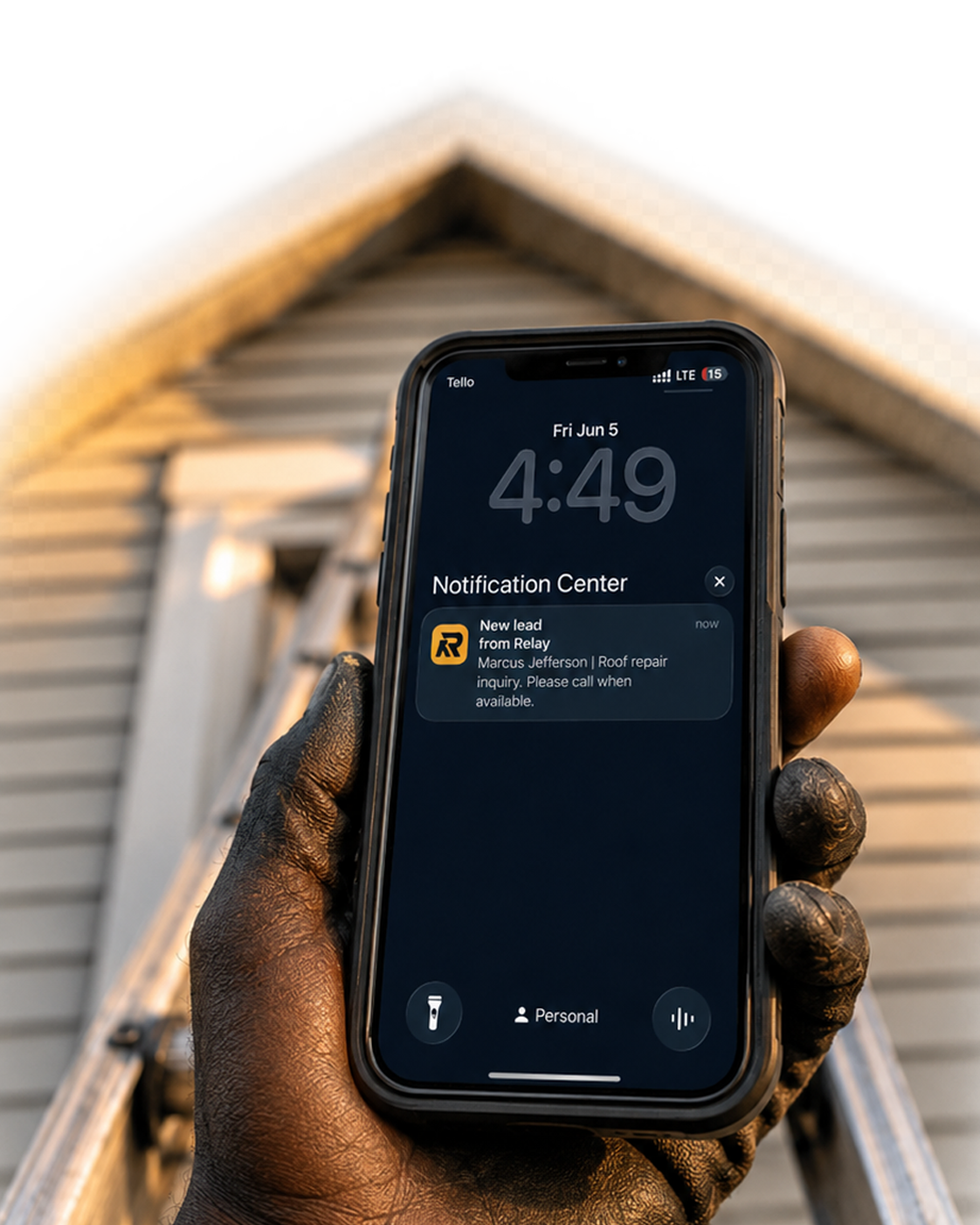 A lead notification on your phone while you work